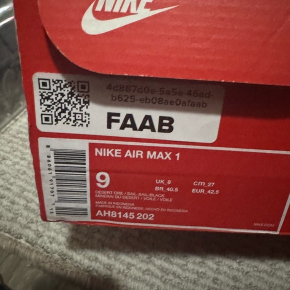 AUTHENTIC NIKE AIR MAX 1 DESERT ORE SIZE 9 - Picture 7 of 16